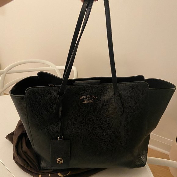 Gucci Swing Tote - Black Pebble Leather - Medium - Picture 2 of 6